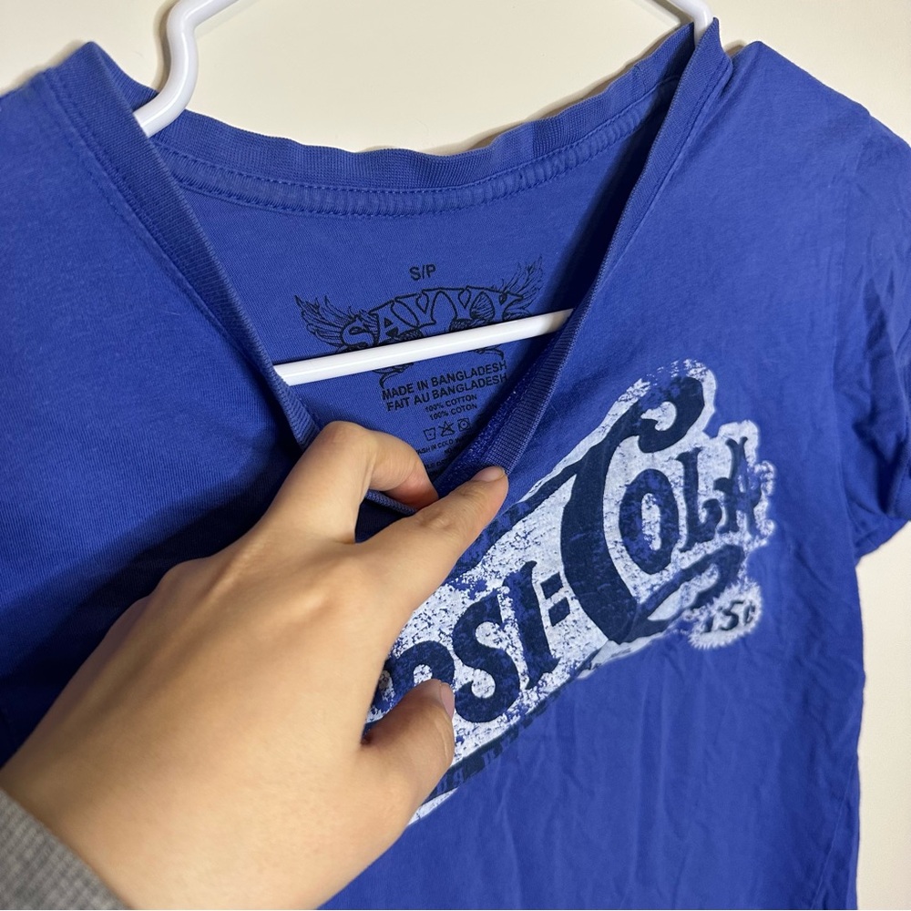 Pepsi-Cola Blue Graphic Y2K T-Shirt - Picture 3 of 4